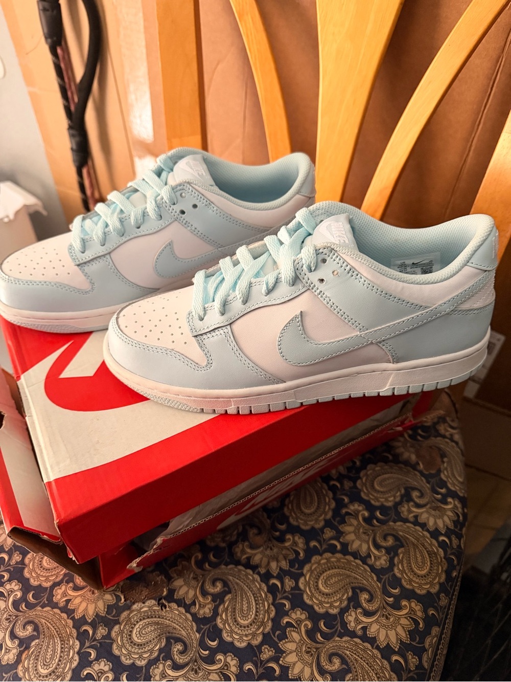 Nike Women’s Low-Top Sneakers in Pale Blue and White
